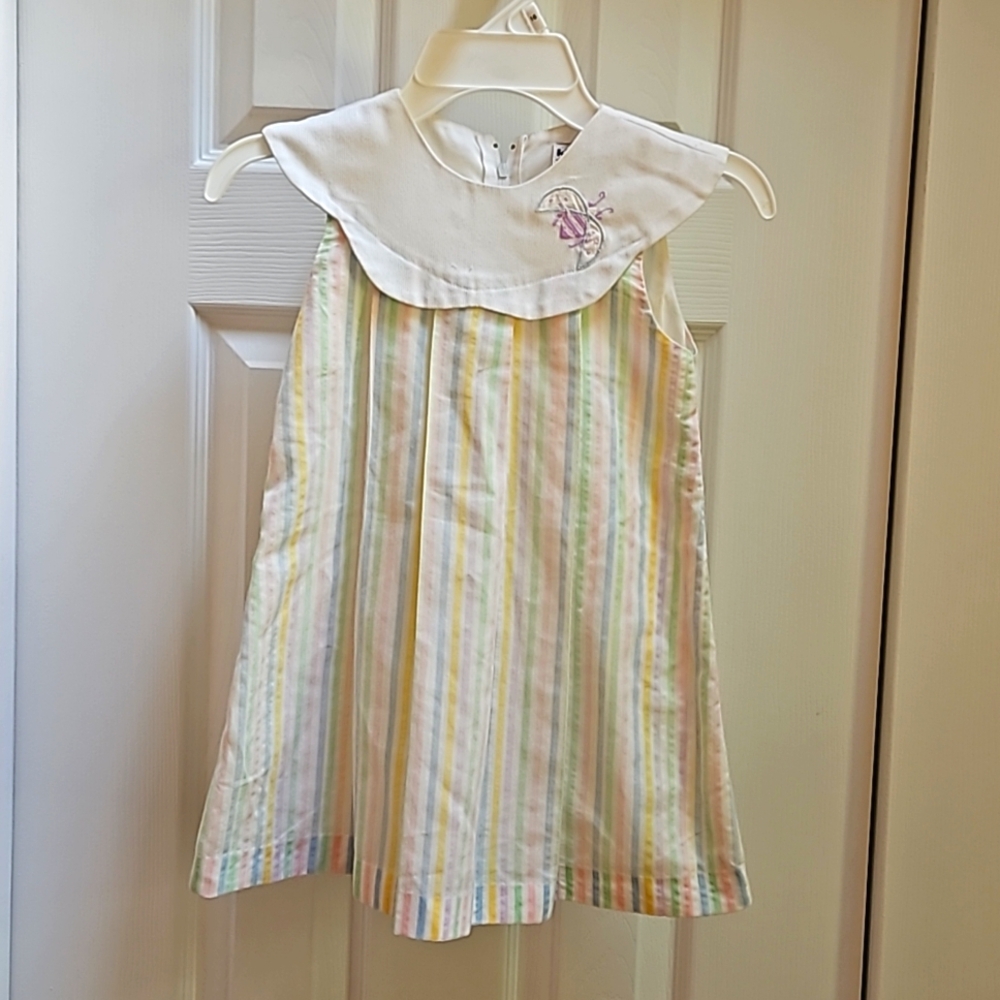 Vintage Kids Exchange Girls Pastel Striped Dress Size M